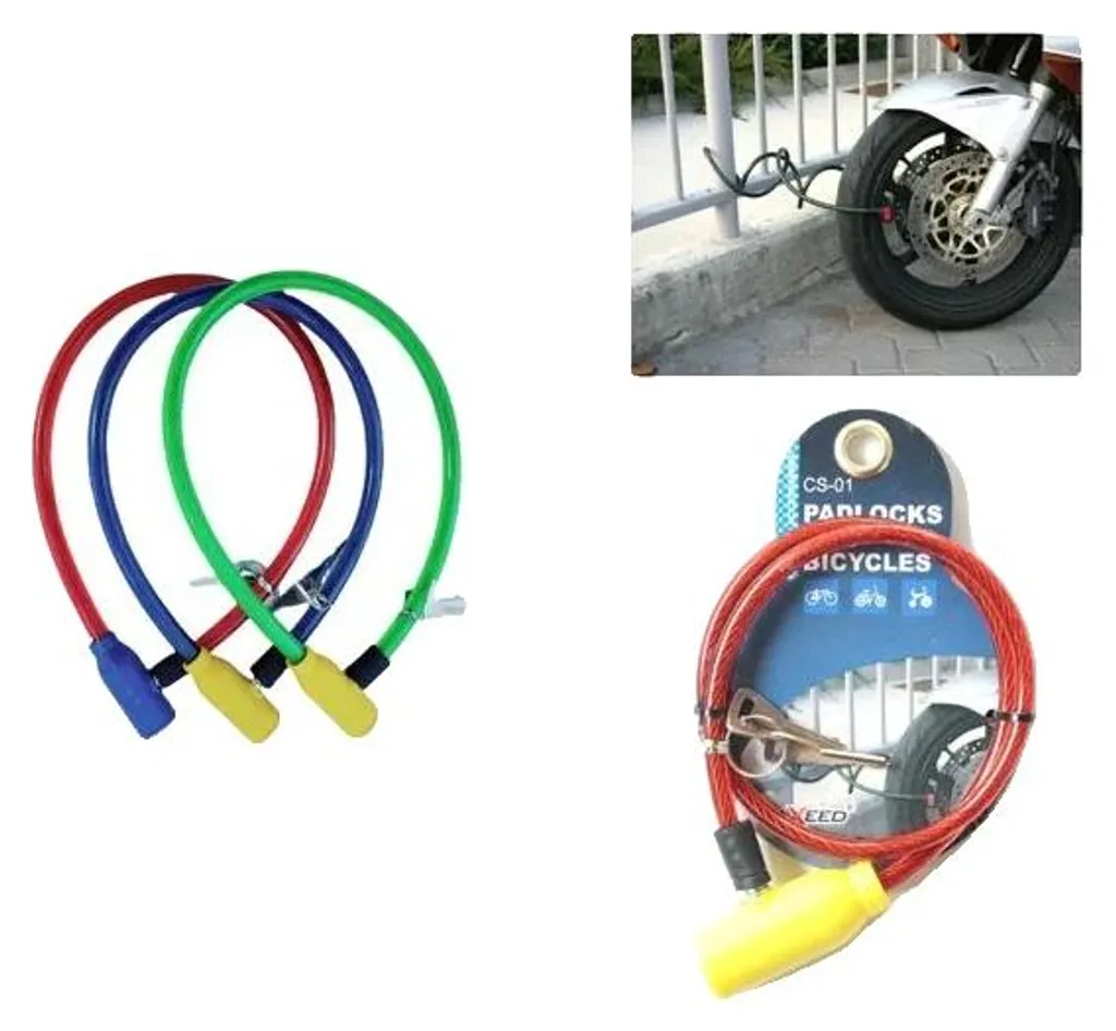 Antivol vélo câble acier 650mm avec protection PVC et clé de sécurité Antivol vélo câble acier 650mm avec protection PVC et clé de sécurité