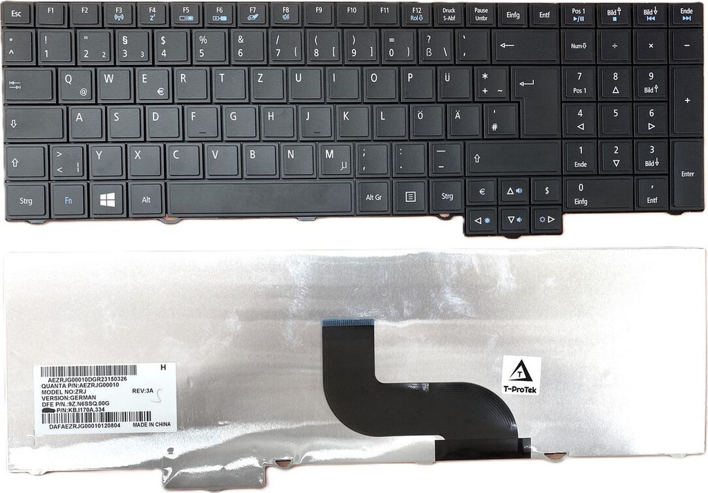 DEUTSCHE - Schwarz Tastatur Keyboard kompatibel für Acer Travelmate 6995, 6995G