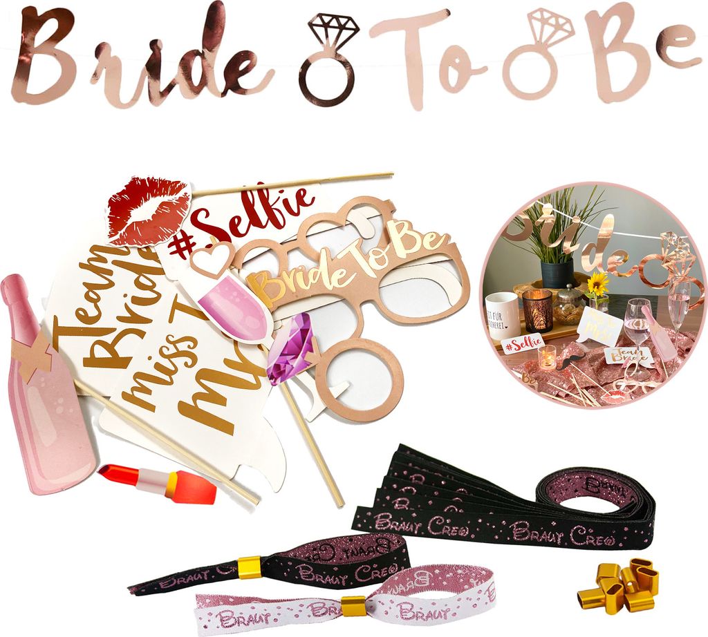 Oblique Unique JGA Hochzeit Accessoire Set - Bride to Be Produktbild 
