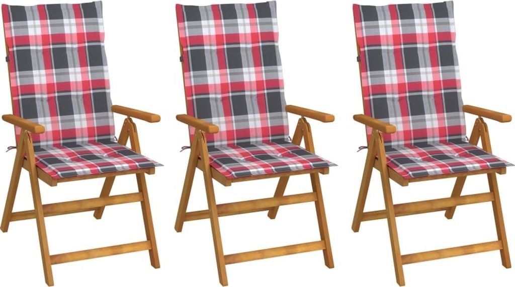CLORIS Klappbare Gartenstühle 3 Stk. mit Auflagen Massivholz Akazie 3064102