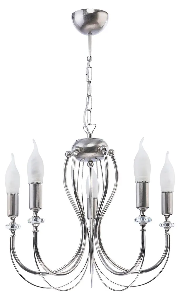 Lustre 5 Lumières MELANI Argenté en Métal Robuste - Design Chic Jupiter