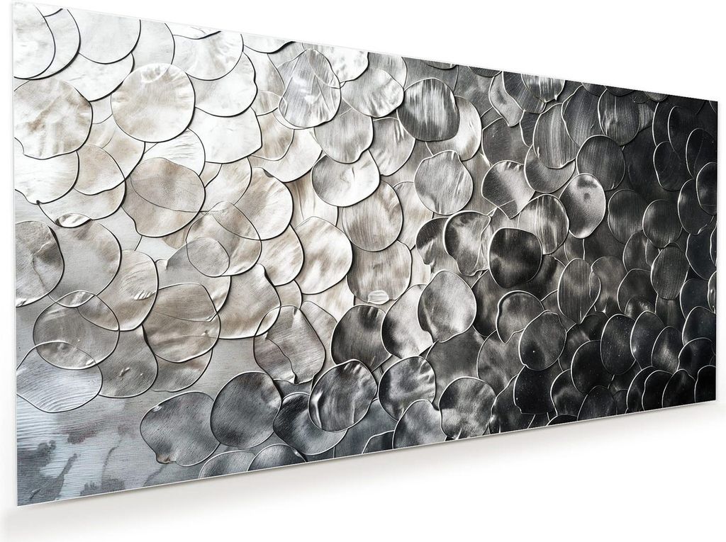 Glasbild 120x60cm in XXL für Wohnzimmer, Schlafzimmer Motiv Metallic Schuppen