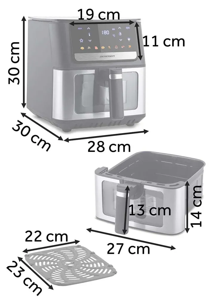 Friteuse saine Berdsen BD-655 noire à circulation d'air rapide 1400W - 24