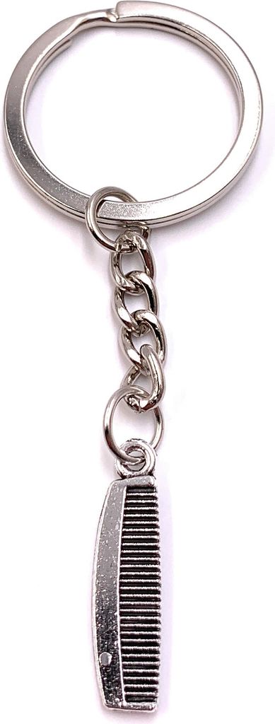 Onwomania Schlüsselanhänger Einfacher Kamm Bürste silber Metall Anhänger Charm