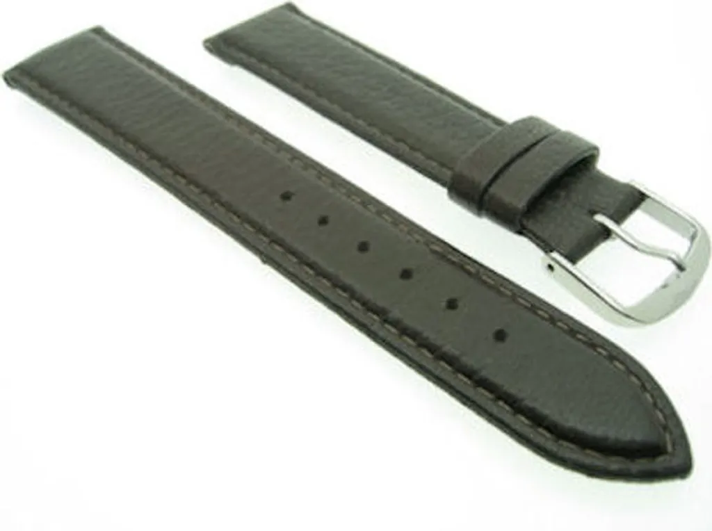 Bracelet de montre 22 mm cuir de cerf brun foncé souple - Confort Premium