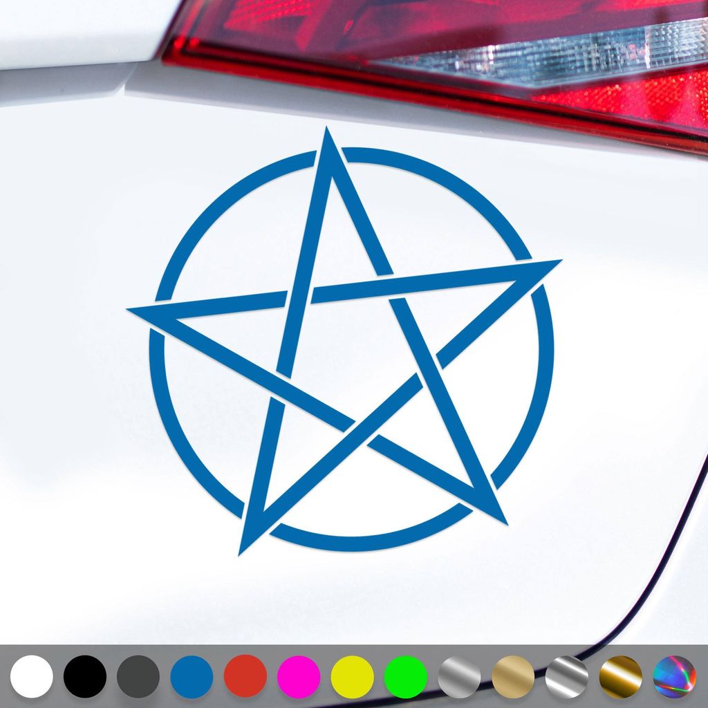 PantherPixel Pentagramm Aufkleber Gothic Hexen Magie Metal Sticker Auto Geschenkidee Farbe Blau