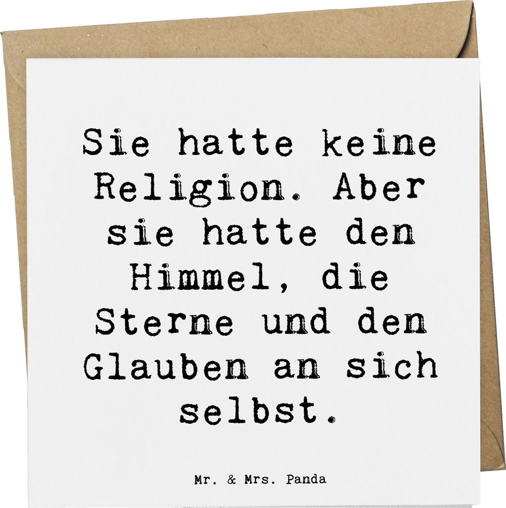 Mr. & Mrs. Panda Grußkarte Spruch Himmel und Freude - Weiß - Geschenk, Religion, doppelkarte, Zitat, Motivation, Sterne, Klappkarte, Mut, Glückw...