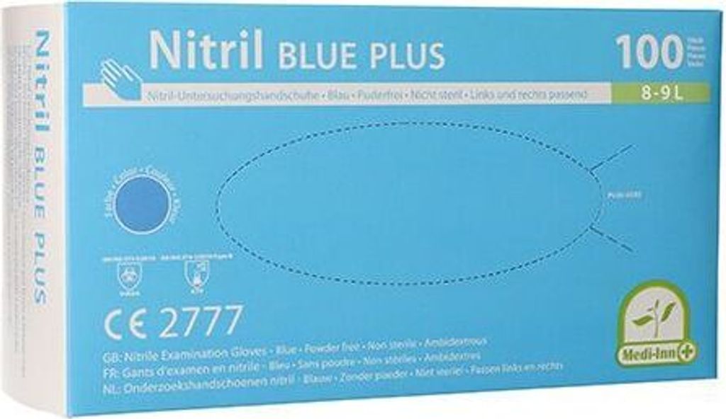 Medi-Inn® Handschuhe, Nitril puderfrei "Blue Plus" blau Produktbild 