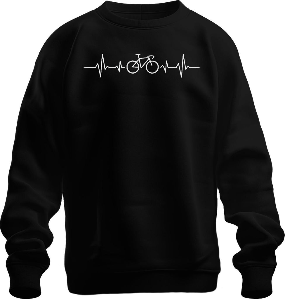 Fahrrad Herzschlag EKG Fahrradliebe Puls Radfahrer Rennrad Biker Uni Sweatshirt Pullover, Schwarz, L