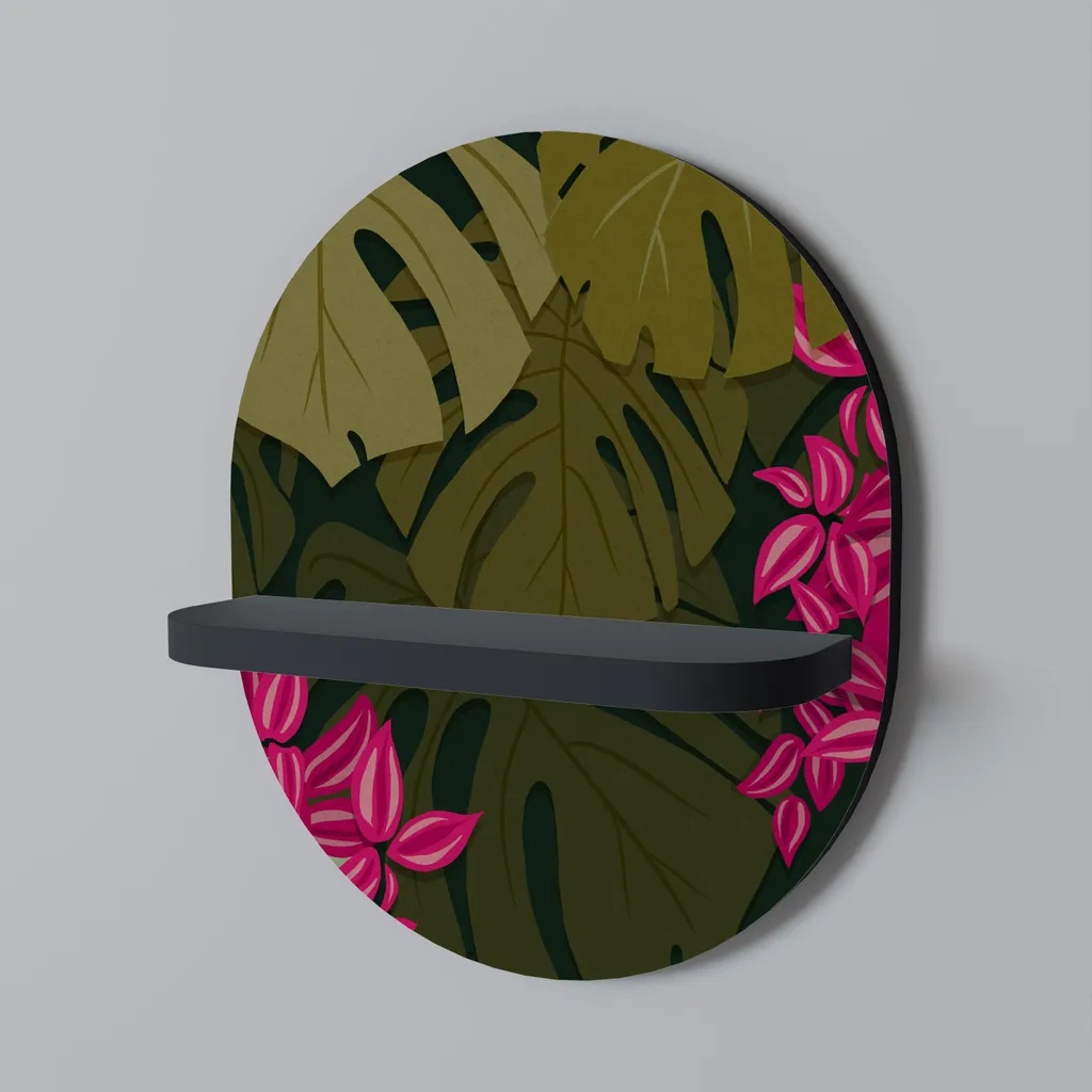 Étagère murale ovale noire décorative en métal pour salon et chambre