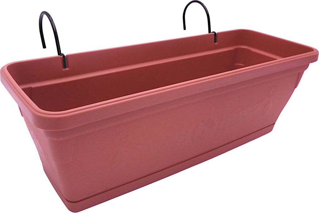 Balkonkasten terrakotta 50cm mit Halterung Blumenkasten Produktbild 