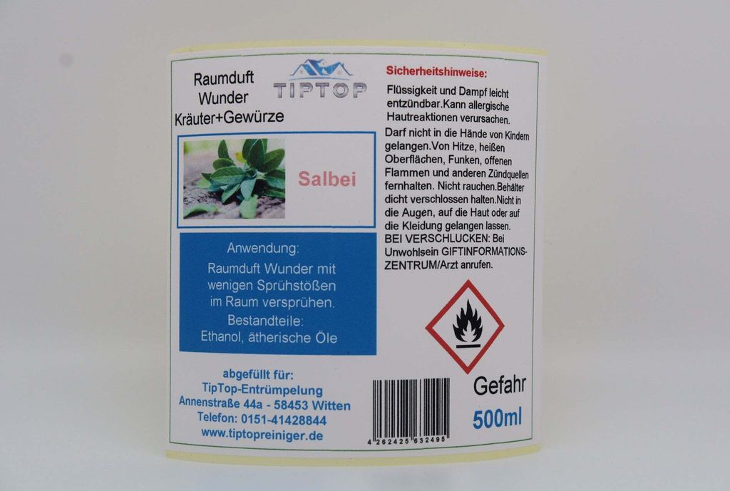 Raumduft-Wunder - 500 ml - Kräuter+Gewürze - mehrere Duftnoten zur Auswahl – Salbei