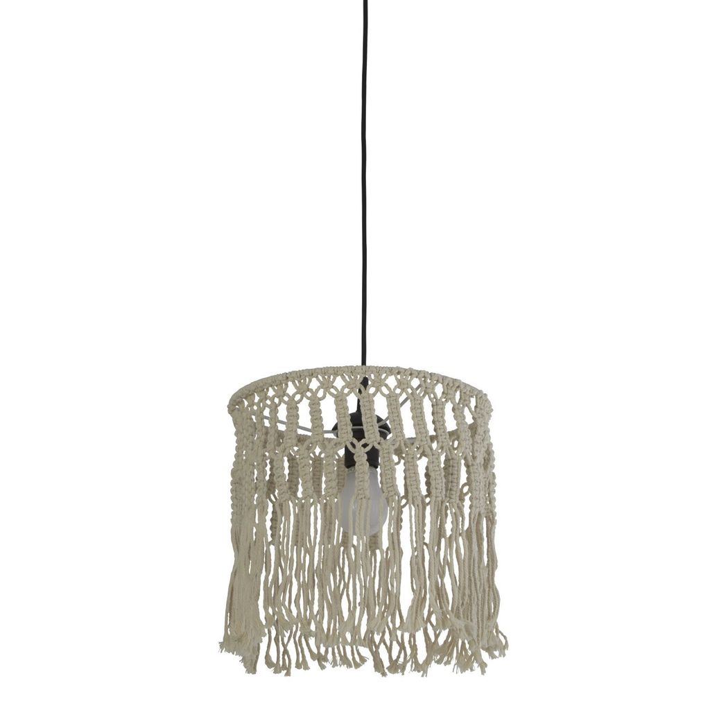 Pendelleuchte Metall E27 rund D: 31,5 cm H: max. 155,5 cm Weiß Natur Modern Hängeleuchte