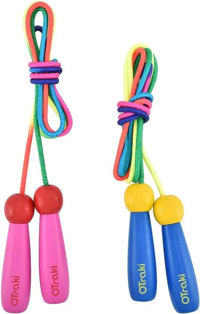 Corde à sauter personnalisable enfant poignées bois 250cm en coton naturel