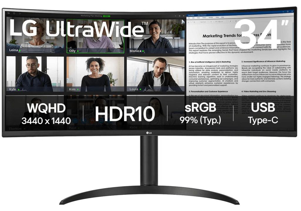 LG 34WR50QK-B 34" LED VA UltraWide QHD 100Hz FreeSync Curva Produktbild 