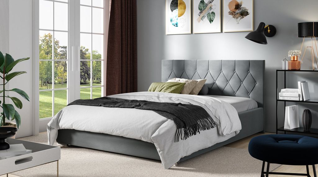 Doppelbett TIBOR – 180x200, grau