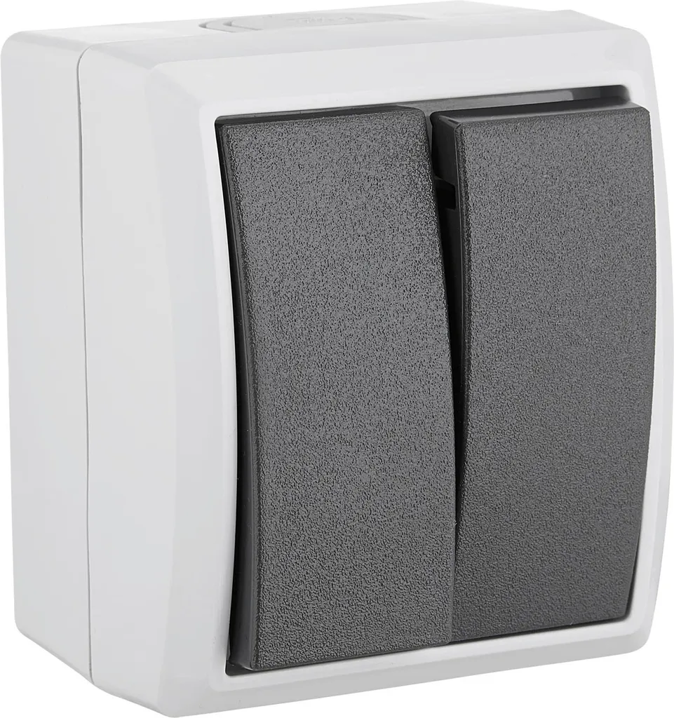 Double interrupteur pour garage et cave AquaForm IP44 montage mural gris