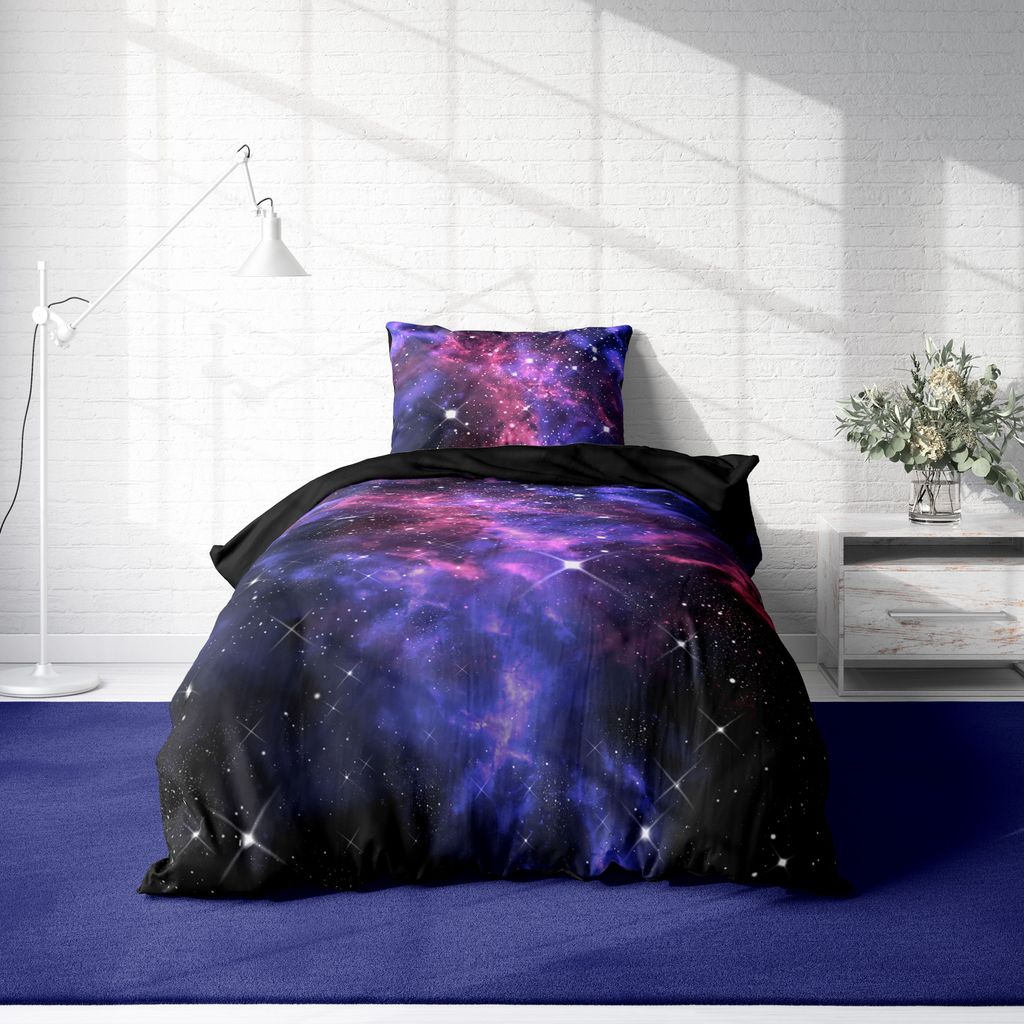 Weltall Bettwäsche 135x200 cm Weltraum Galaxy Sterne Produktbild 2