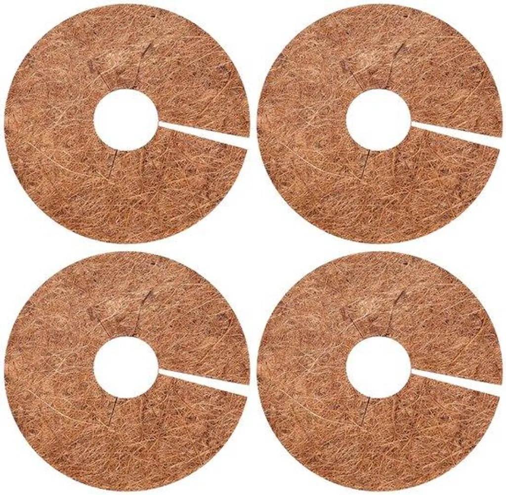 Lot de 4 disques de paillage en coco Ø 30 cm pour protection hivernale