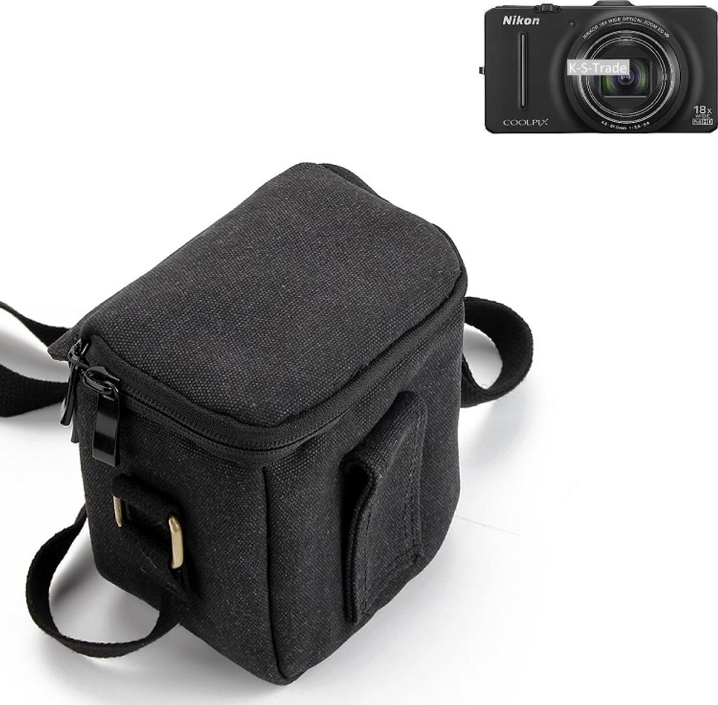 K-S-Trade Umhängetasche kompatibel mit Nikon Coolpix S9300 Schulter Tasche Tragetasche Kameratasche Fototasche schwarz Schutzhülle Zubehörtasche