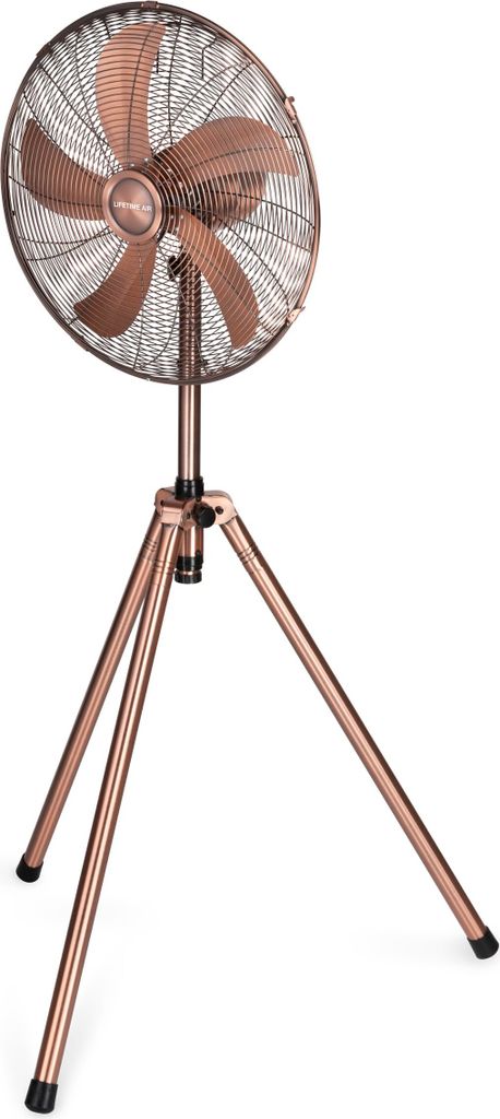 Lifetime Air Standventilator 230V - Höhe 125-145 CM - Dreibein Stativ - 3 Geschwindigkeiten - Oszillationsfunktion - Kippfunktion - Kupfer