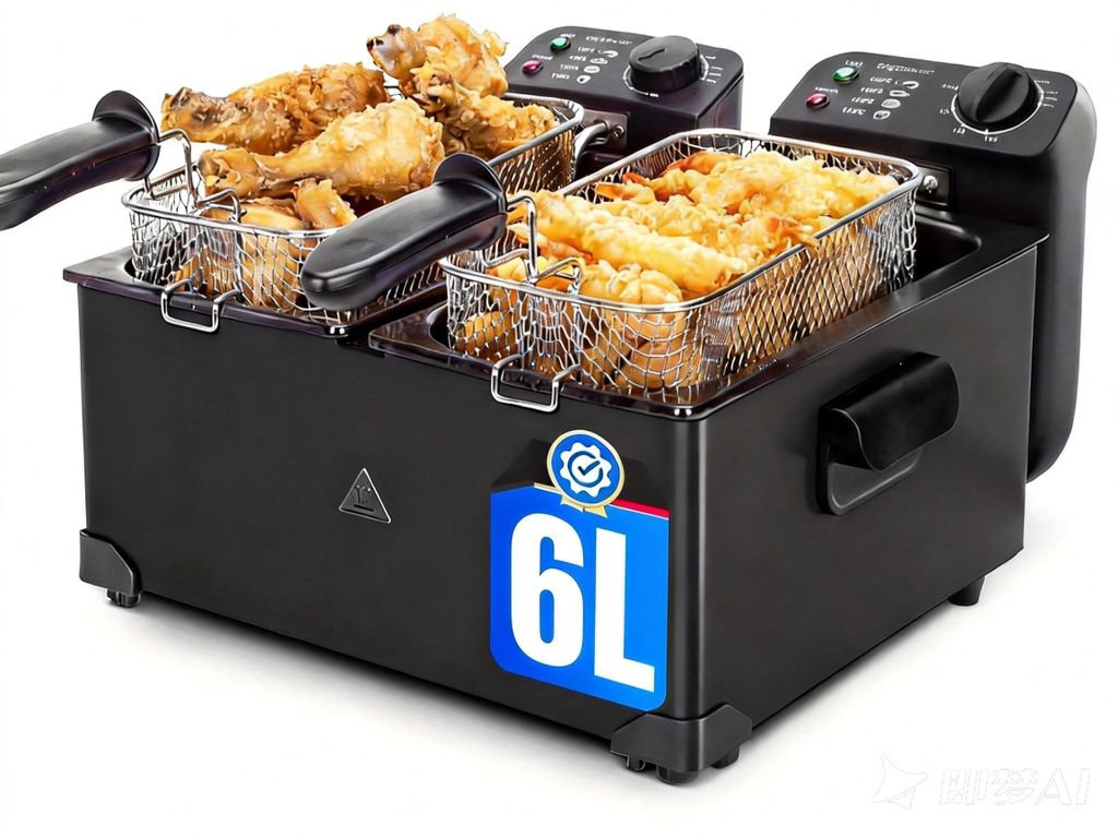 Aigostar - 6L Doppel-Fritteuse mit 2 Körben, Öl-Fritteuse mit Kaltzonenfunktion, 3600 W, Sichtfenster, Regelbarer Heizstufe bis 190°C