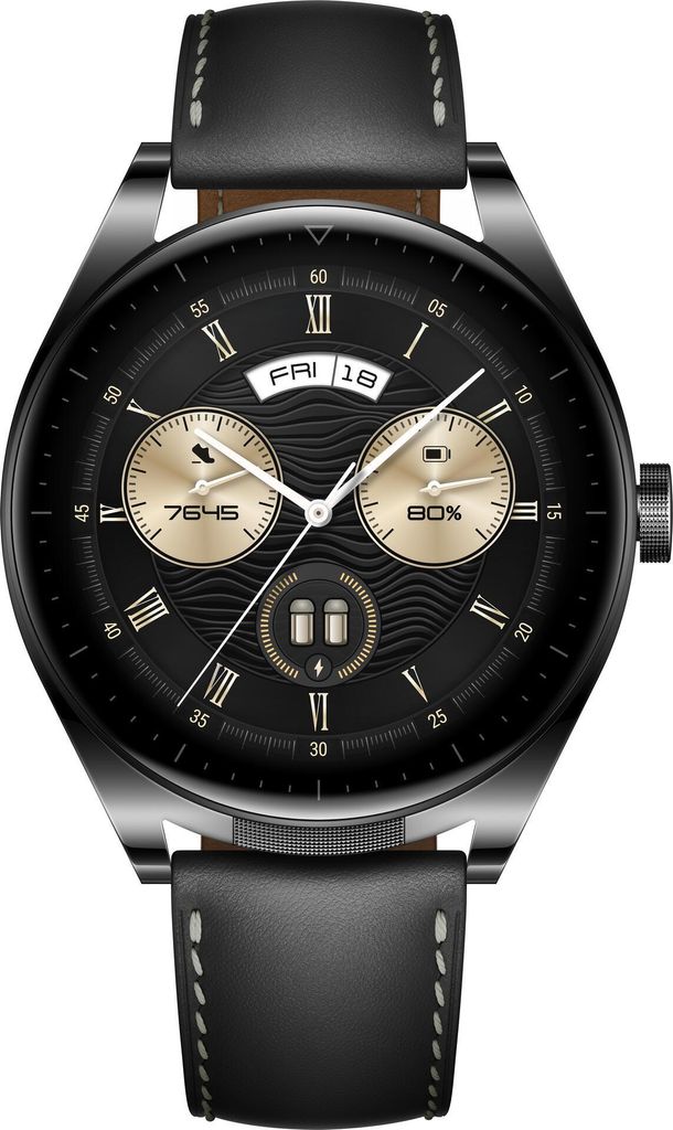 HUAWEI Watch Buds Smartwatch, Schwarz, Edelstahl/Leder, Produktbild 