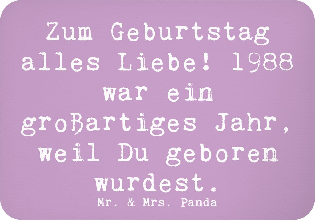 Mr. & Mrs. Panda magnet Spruch 1988 Geburtstag - Lavendeltraum - Geschenk, Happy Birthday, Jahrgang, Notizhalter, Geburtstagsgeschenk, Alles gut zu...