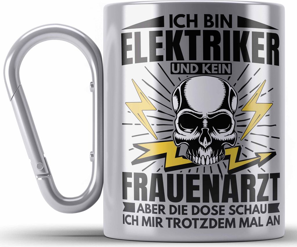 Trendation - Elektriker Edelstahl Tasse Karabiner Geschenk Produktbild 