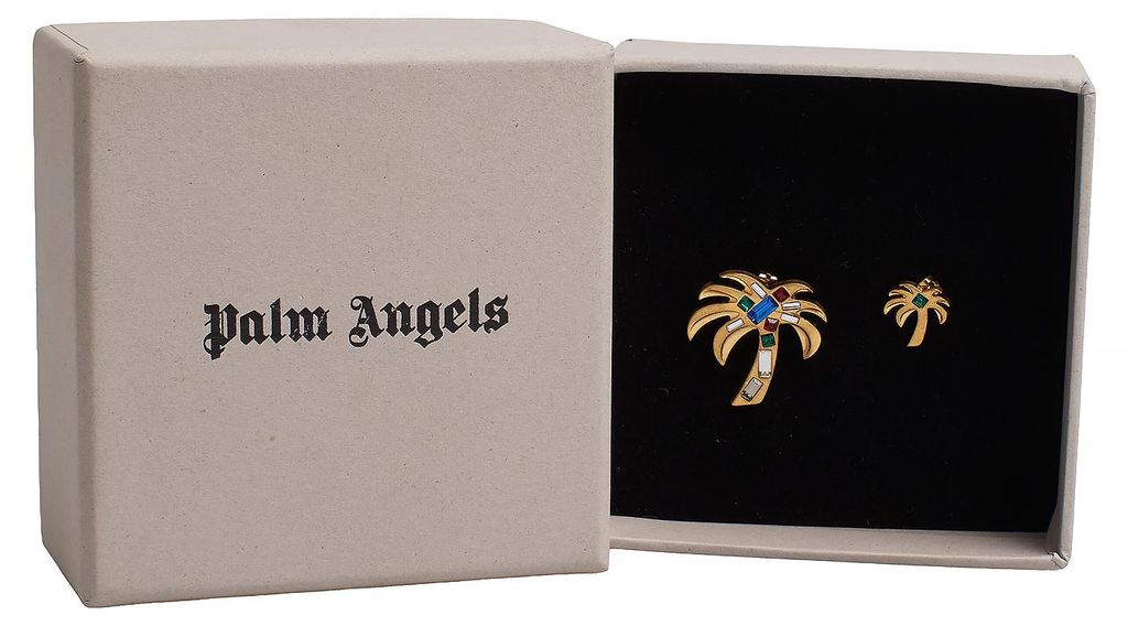 Palm Angels Damenohrringe Palmenmotiv mit Steinen PWOD026R24MAT0017684