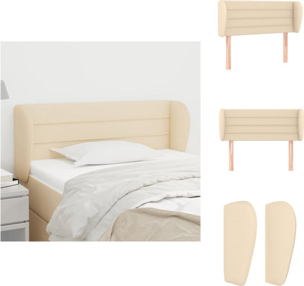 vidaXL Kopfteil mit Ohren Creme 103x23x78/88 cm Stoff - Kopf- & Fußenden