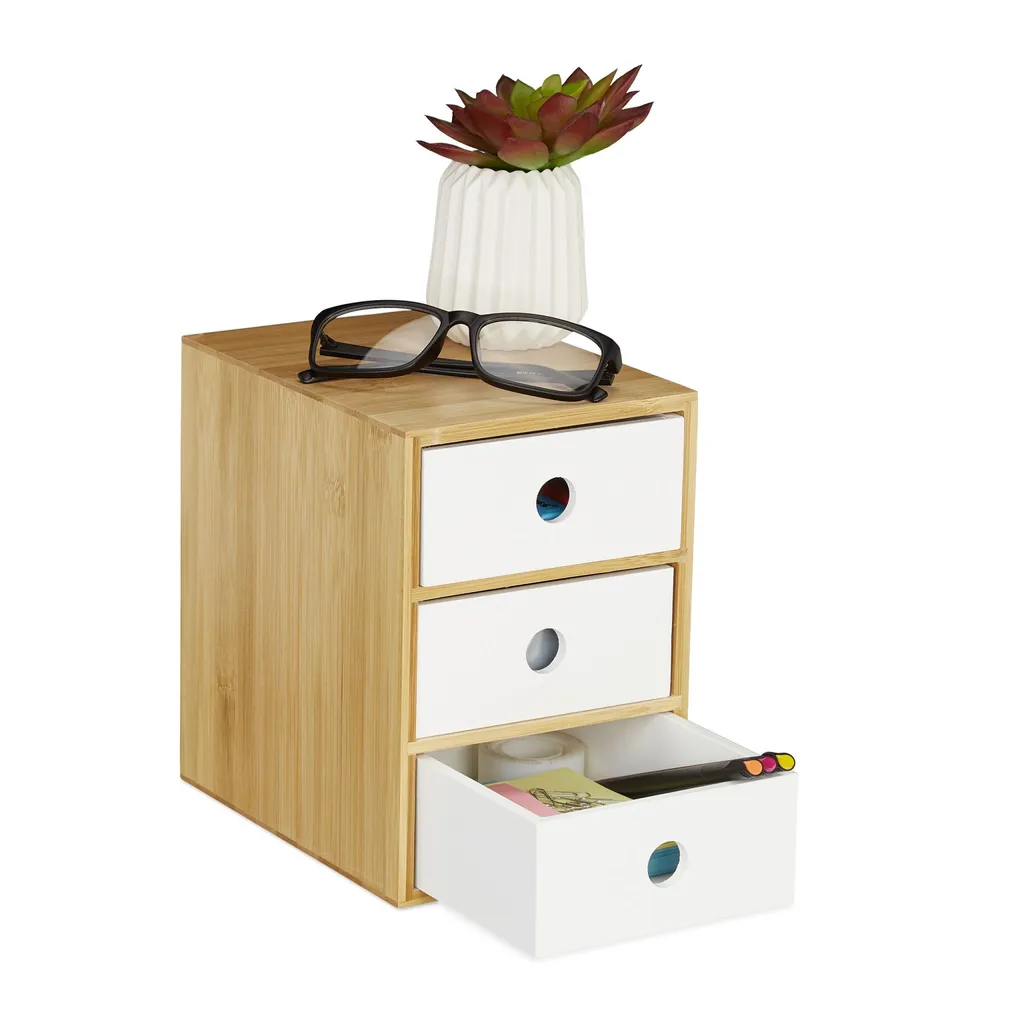 Mini Cassettiera Ufficio Bambù RD3014 - Organizer Desktop Professionale