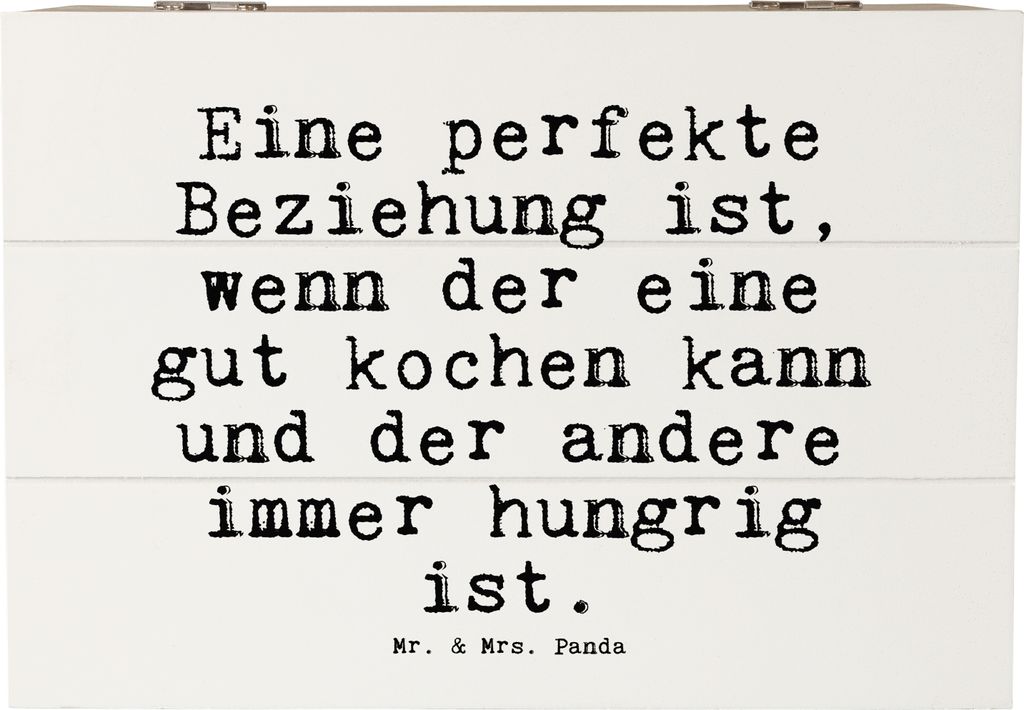 Mr. & Mrs. Panda Holztruhe Eine perfekte Beziehung ist,... 22 x 15 cm - Weiß - Geschenk, Geschenkbox, Partnerschaft, Box, Liebe, Holz Aufbewahrung...