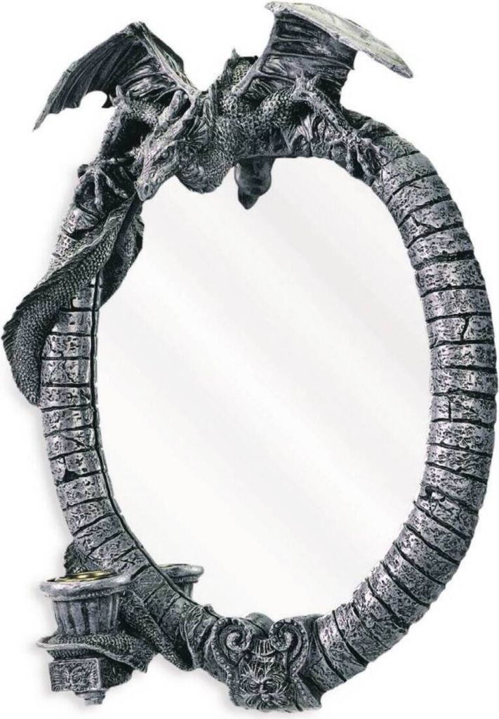 Ovaler Spiegel von Drache umschlungen