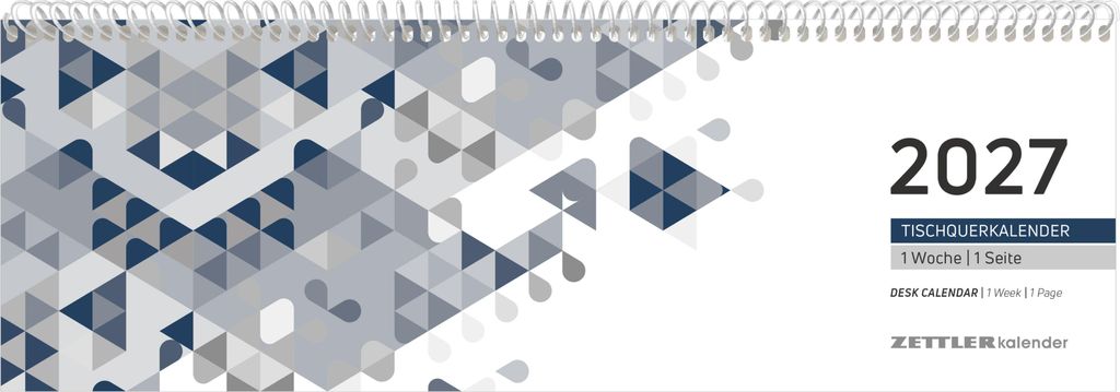 Tischquerkalender 1W/1S blau 2027 Produktbild 