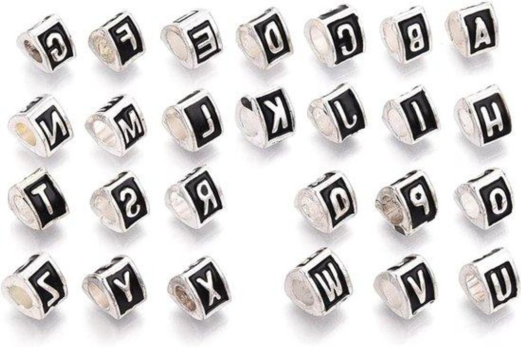 Emaille Kralen - Letterkralen Drehkörper - Schmuck machen - Met großem Loch - 26 Stück - Farbig