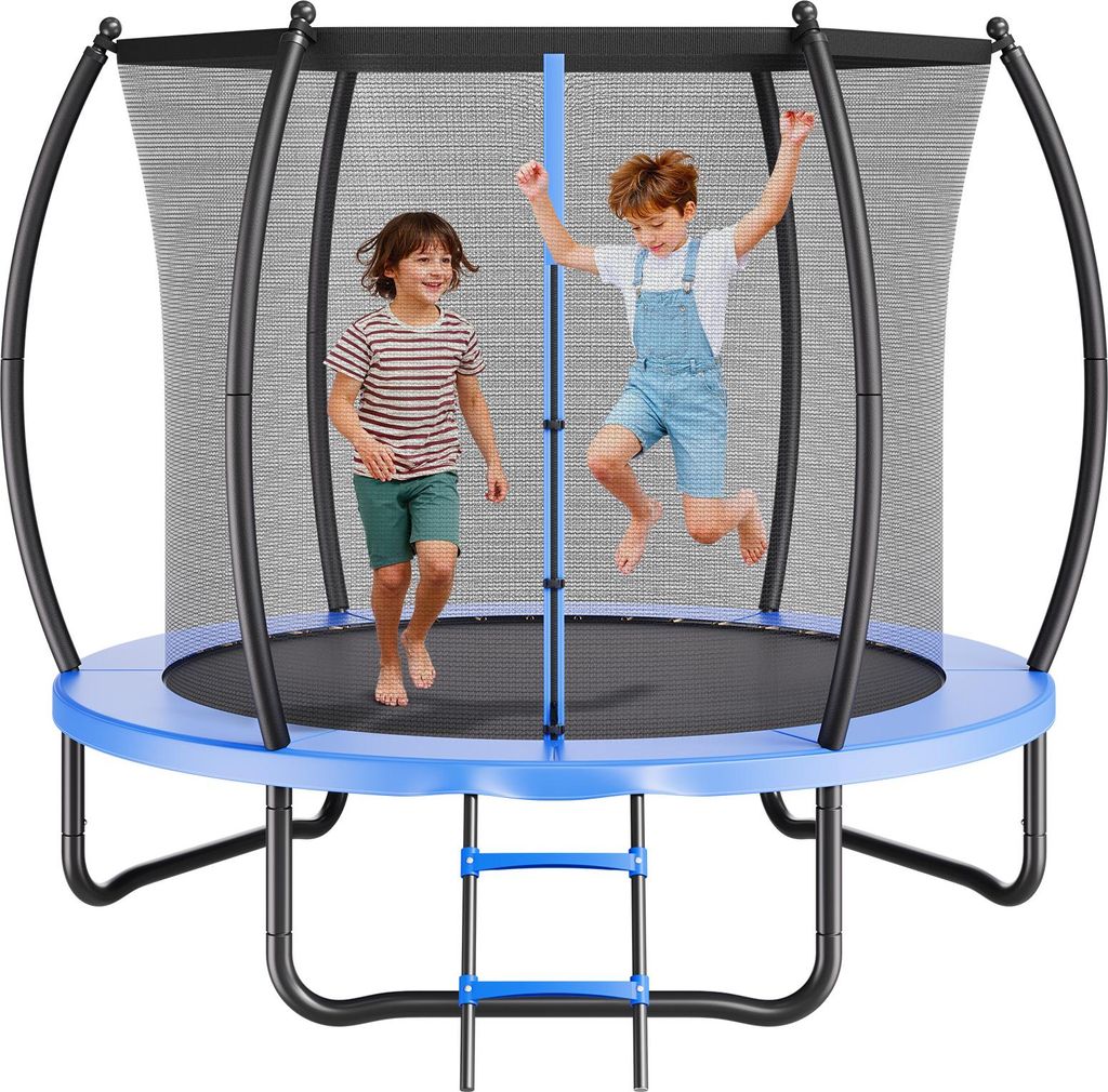 VEVOR Outdoor Trampolin Bodentrampolin 244 x 244 cm mit Sicherheitsnetz & verdickter Polsterung, ASTM-, Hochleistungstrampolin, max. 120 kg belastb...