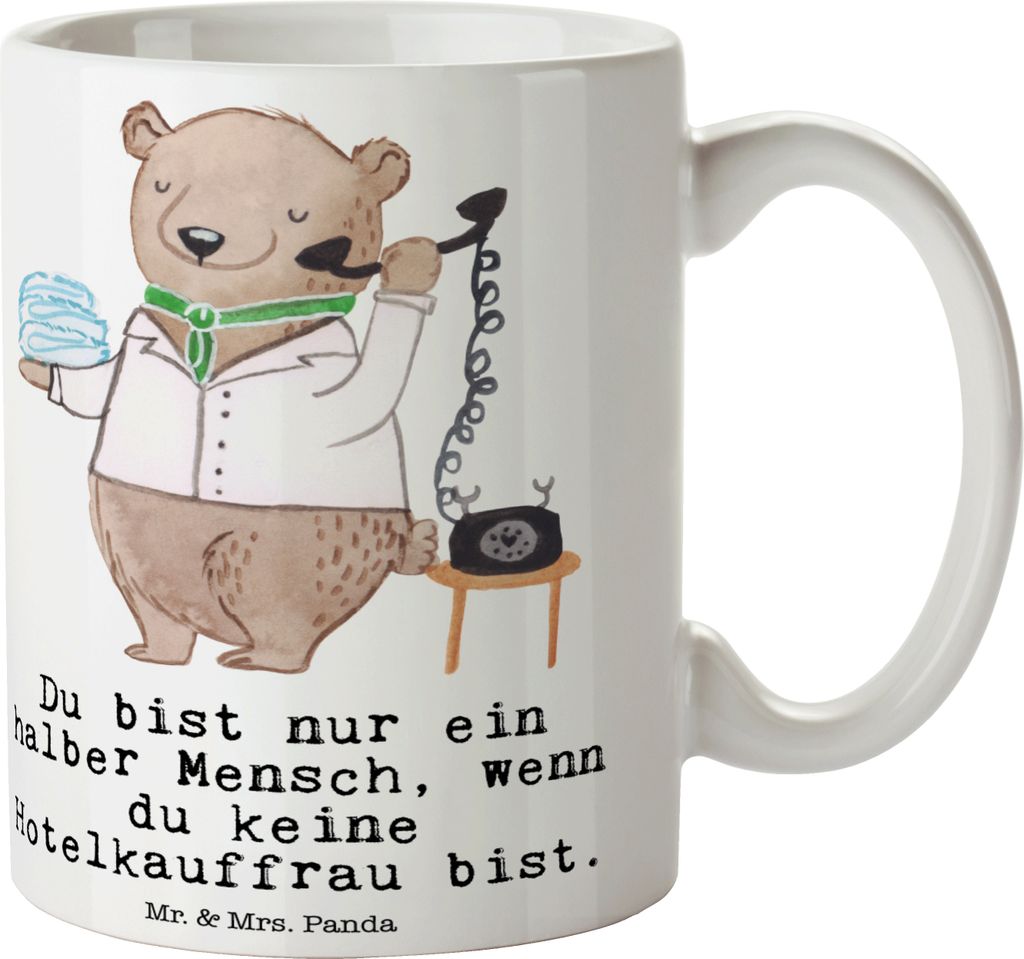 Mr. & Mrs. Panda Kaffeetasse Hotelkauffrau Herz - Weiß - Geschenk, Pott, Hotelfachfrau, Hotelier, Tasse, Becher, Lustig, Spruch, Kaffeebecher, Aus...