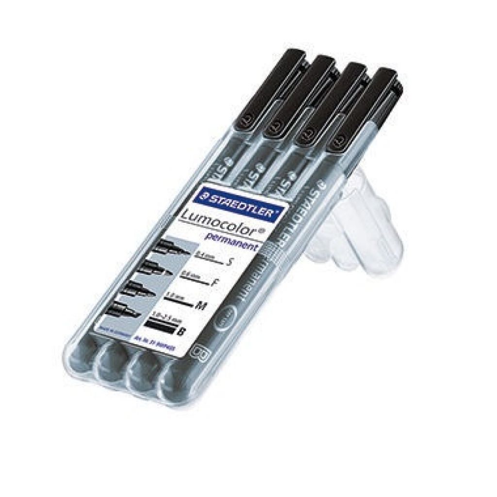 STAEDTLER Lumocolor Permanent-Marker 313S/318F/317M/314B 4er Etui schwarz