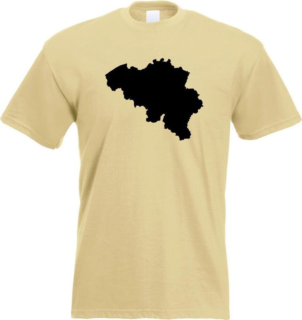 Kiwistar - T-Shirt - Khaki - Belgien Umriss Kontur Herren Funshirt Bedruckt Design Sprüche Spruch Motive - mit Motiv Bedruckt - Funshirt Design - ...