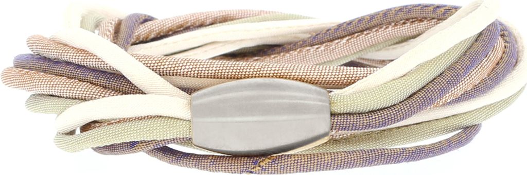 516045G3 Seidenarmband braun/crème/grün mit Brillant Magnetverschluss XEN