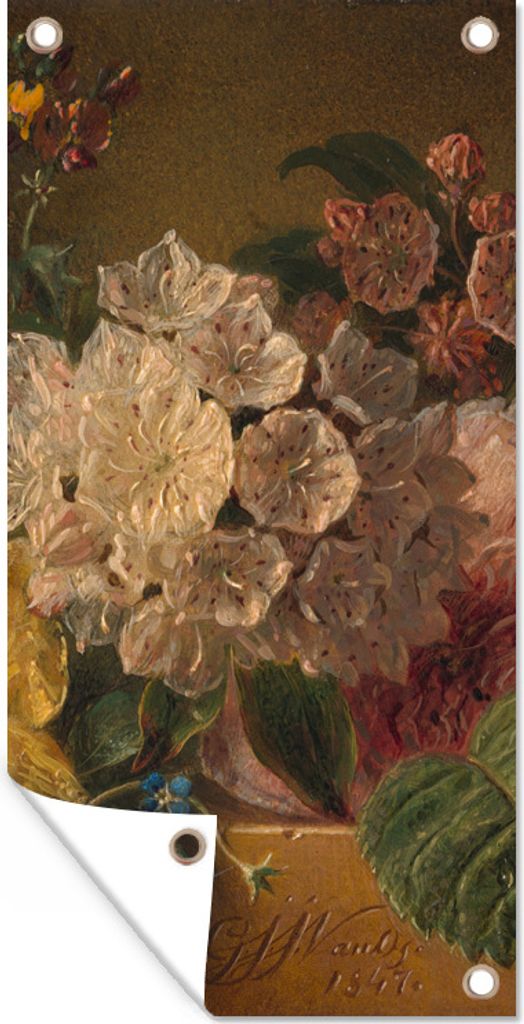 MuchoWow 80x160 cm Outdoor-Poster Gartendeko Sichtschutz Garten Poster für den Garten Blumen - Gemälde von G.J.J Van Os