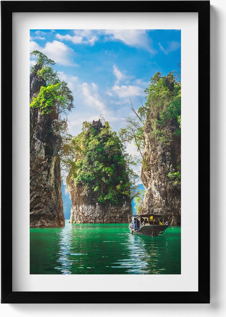 See Bäume Natur– Wandbild mit Rahmen – Gerahmtes Bild – Wanddekoration – 40x60 cm – Schwarz