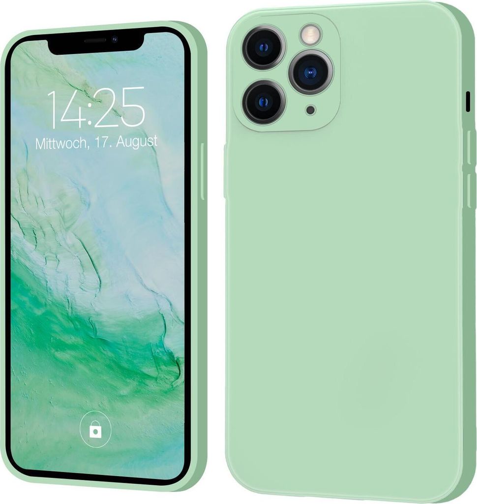 A product shot of a phone case, showing both the front and back of the phone with the case on.