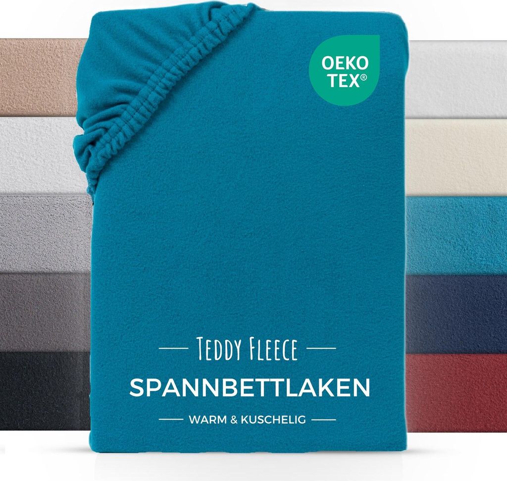 Teddy Fleece Winter Spannbettlaken 100x200 cm Bettlaken Petrol