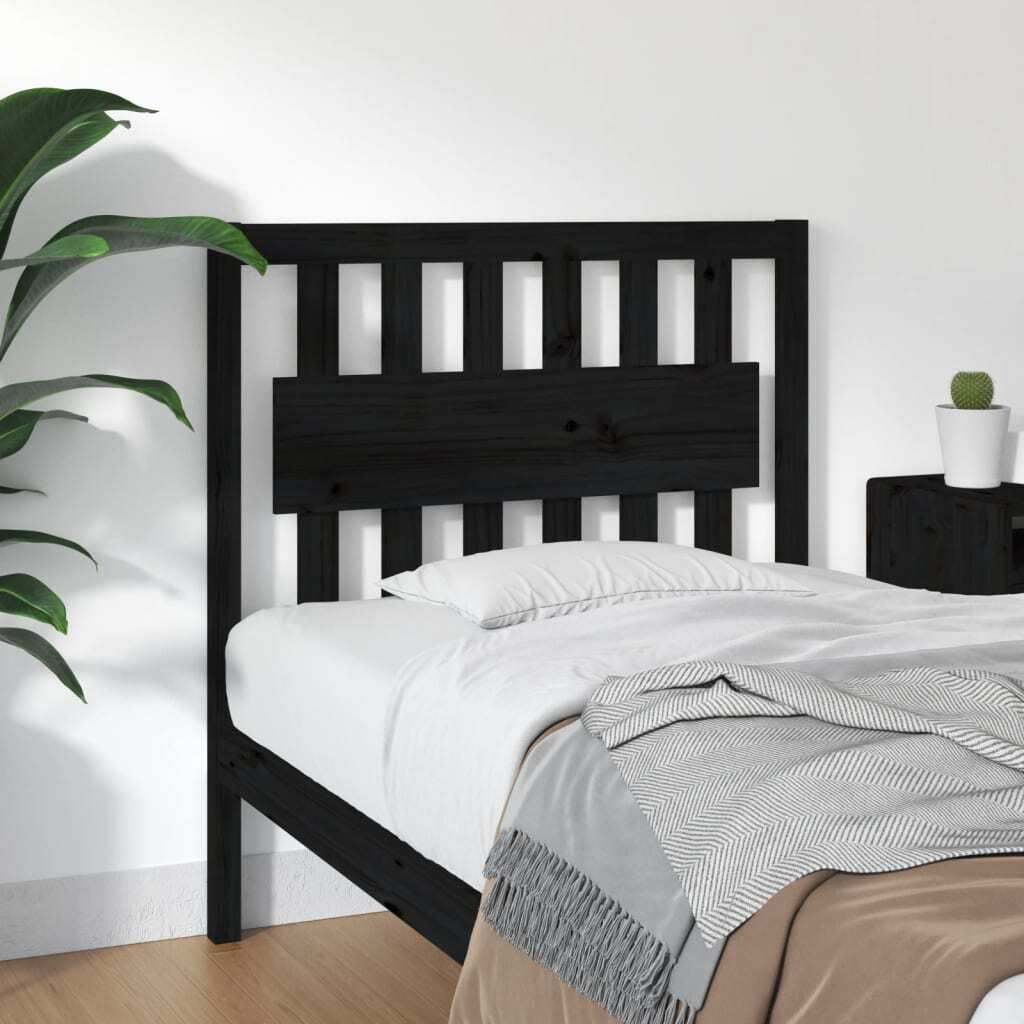 vidaXL Kopfteil Schwarz 95,5x4x100 cm Massivholz Kiefer - Kopfteil - Kopfteile - Bettkopfteil - Holzkopfteil