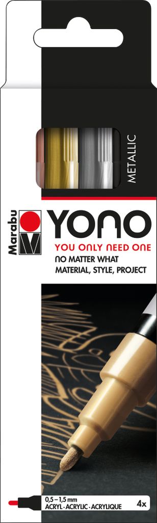 Marabu Acrylmarker "YONO" 0,5 - 1,5 mm 4er Set METAL