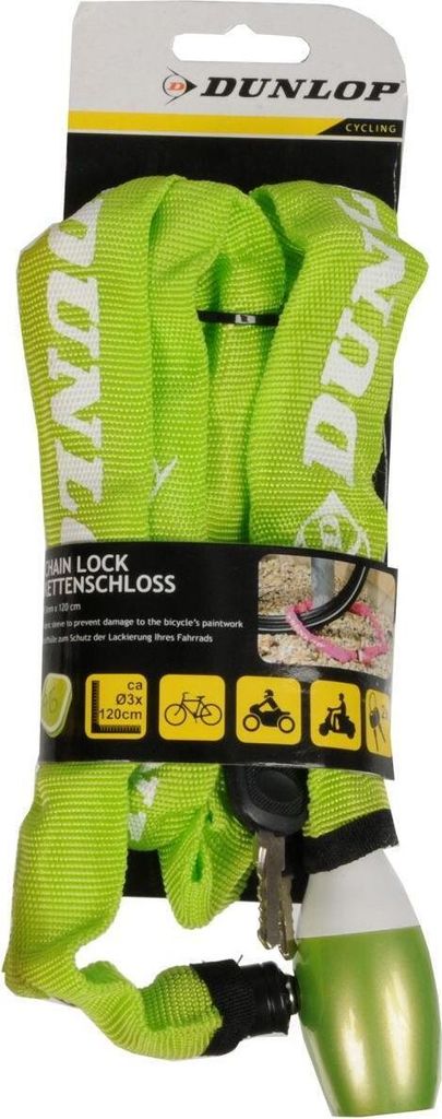 Antivol à chaîne pour vélo Dunlop 120 cm - Vert Image du produit 