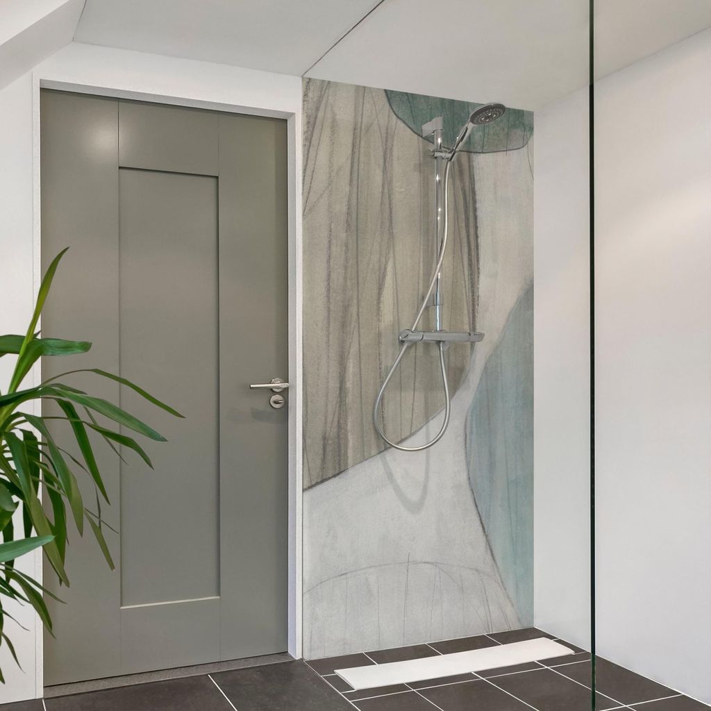 Duschrückwand originell selbstklebend - 0.61 mm Wandpaneel wasserfest Design pastell Abstrakt Badrückwand fugenlos Premium matt 110x190 cm