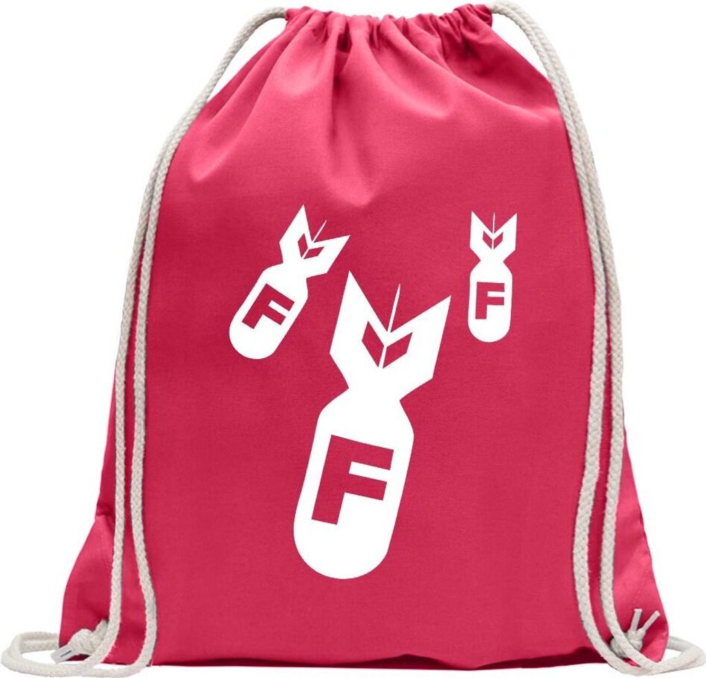 Kiwistar - Turnbeutel - pink - Dropping F-Bombs - Fun Rucksack Sport Beutel Gymsack Baumwolle mit Ziehgurt